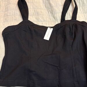 Maeve Black Square-Neck Structured Tank Top Size Large